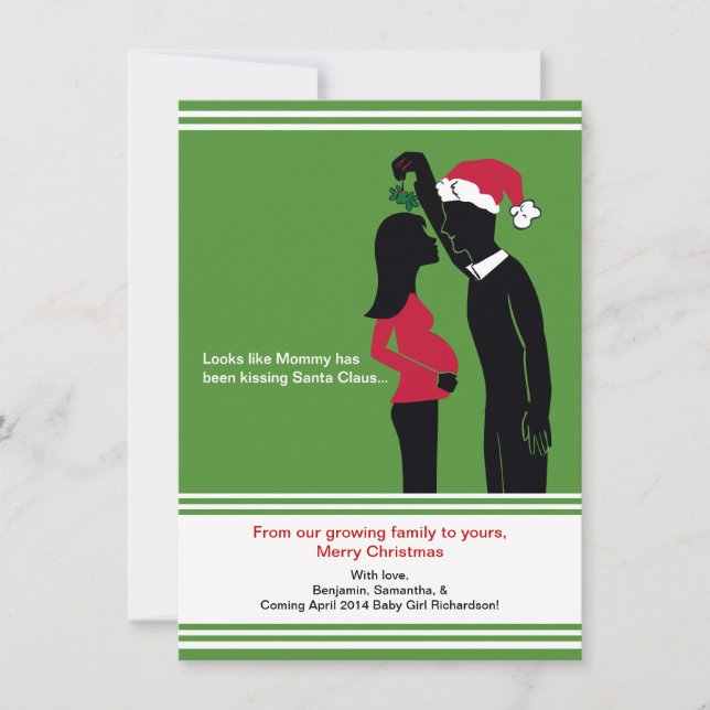 4x6 Christmas Pregnancy Announcements Cards- Mommy Julkort (Framsida)