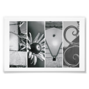 4x6 Kärlek i svartvitt och vitt fotoalfabet Brev Fototryck