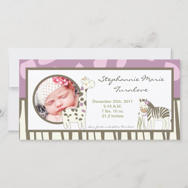 4x8 Foto Födelseannons Jacana Flick Jungle Meddelande (Framsida)