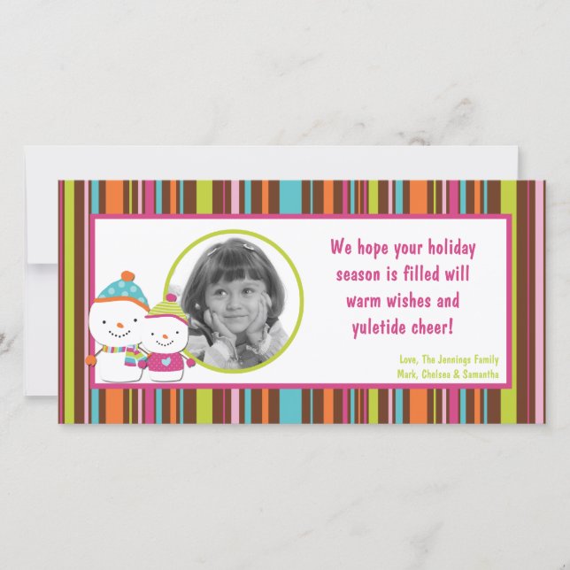 4x8 Modern Snögubbe-FOTO-julkort Julkort (Framsida)