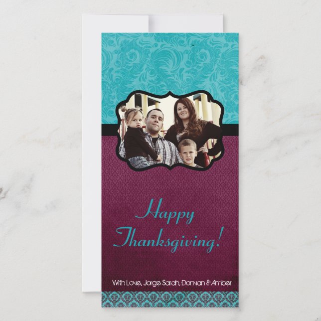 4x8-Thanksgiving för Lila-turkos Julkort (Framsida)