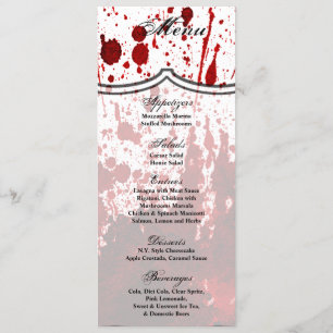 4x9.25 Menykort Blood Splatter Vampire Gothic Inbjudningar