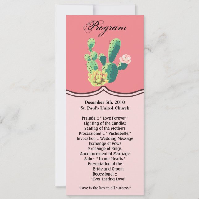 4x9.25 Program Cards Bohemian Cactus Succulents De (Framsida)