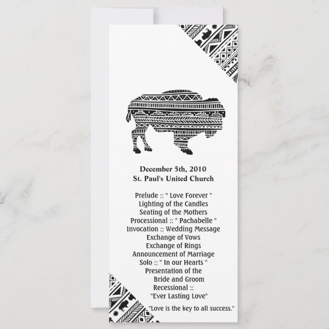 4x9.25 Program Cards Boho Buffalo Tribal Mönster B (Framsida)