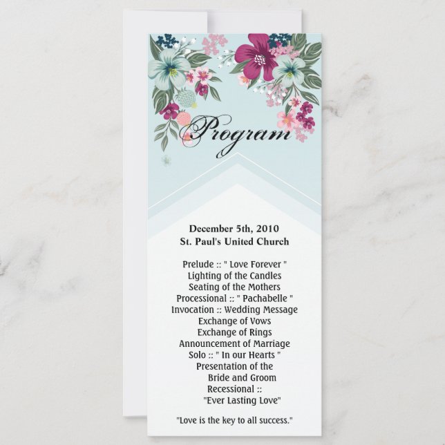 4x9.25 Program Cards Tropical Flower on Blue Ombre (Framsida)