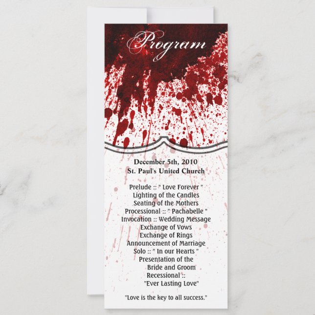 4x9.25 Programkort för blodplättar Vampire Gothic Inbjudningar (Framsida)