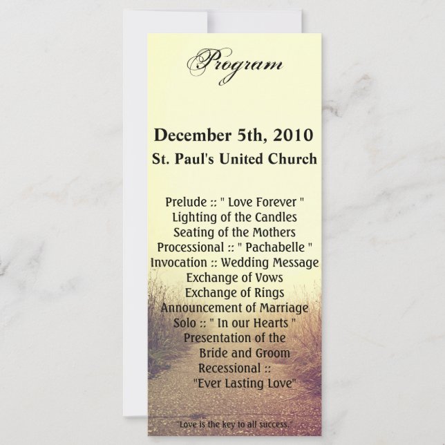 4x9.25 Programkort för Sunrise Pathway Walkway Väg Inbjudningar (Framsida)