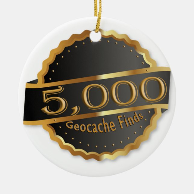 5000 FÅR TILLDELNING AV GEOCACHING ACHIEVEMENT JULGRANSPRYDNAD KERAMIK (Framsidan)