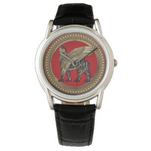 [500] Assyriansk vind Lejon: Guld & Black Lamassu Armbandsur