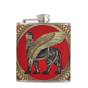 [500] Assyriansk vind Lejon: Guld & Black Lamassu Fickplunta