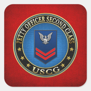 [500] CG: Petty Officer Second Class (PO2) Fyrkantigt Klistermärke