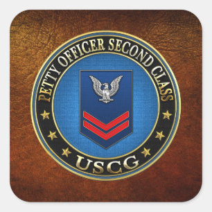 [500] CG: Petty Officer Second Class (PO2) Fyrkantigt Klistermärke
