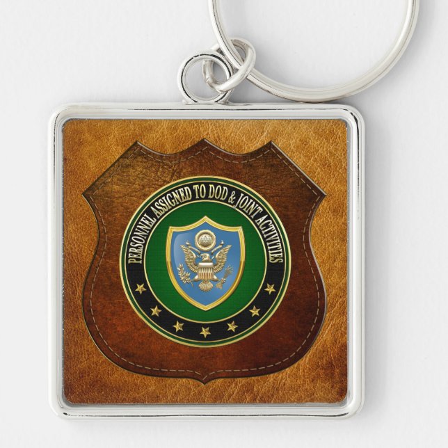 [500] DOD & Joint Activities CSIB Speciell Edition Fyrkantig Silverfärgad Nyckelring (Framsidan)
