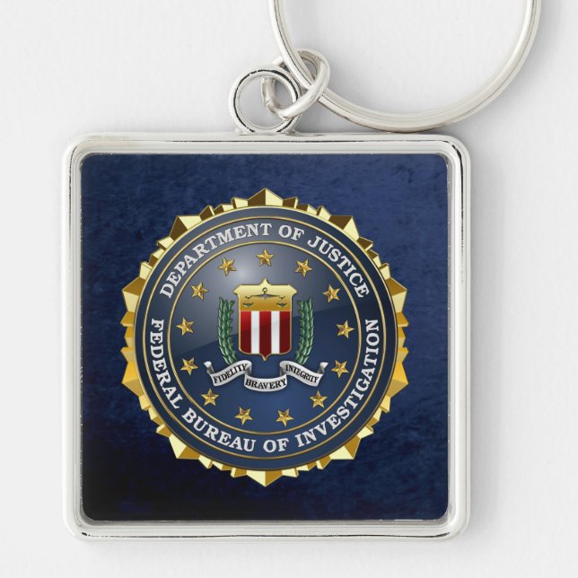 [500] FBI Speciell Edition Fyrkantig Silverfärgad Nyckelring (Framsidan)