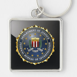 [500] FBI Speciell Edition Fyrkantig Silverfärgad Nyckelring
