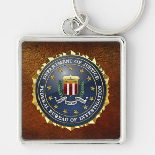 [500] FBI Speciell Edition Fyrkantig Silverfärgad Nyckelring