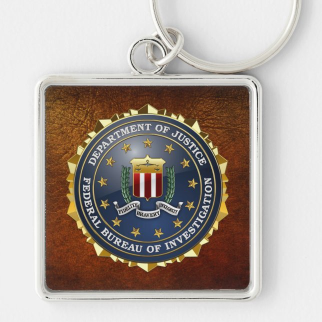 [500] FBI Speciell Edition Fyrkantig Silverfärgad Nyckelring (Framsidan)