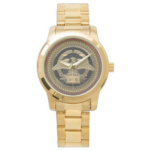 [500] Guld Roman Imperial Eagle på Guld Medallion Armbandsur