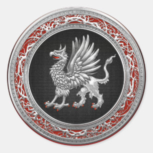 [500] Helig Silver Griffin Runt Klistermärke