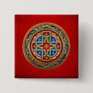[500] Keltiska Kor [Guld+Enamel] Knapp