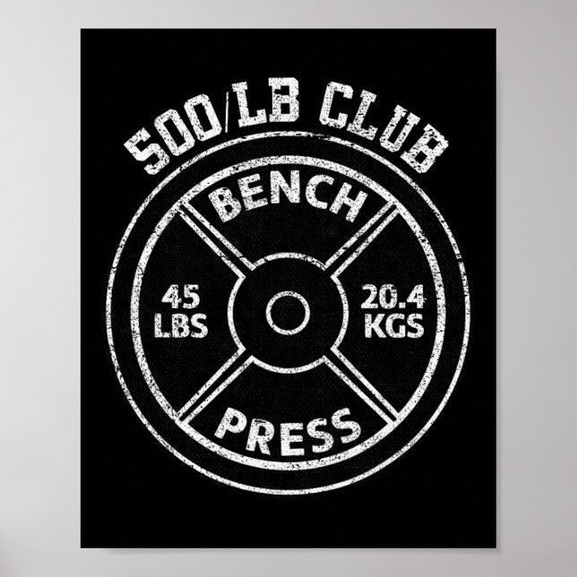 500 Lbs Pound Bench Press Club Gym Weightlifting P Poster (Framsidan)