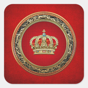 [500] Prince-Princess Kung-Queen Krona [Belg.Guld] Fyrkantigt Klistermärke
