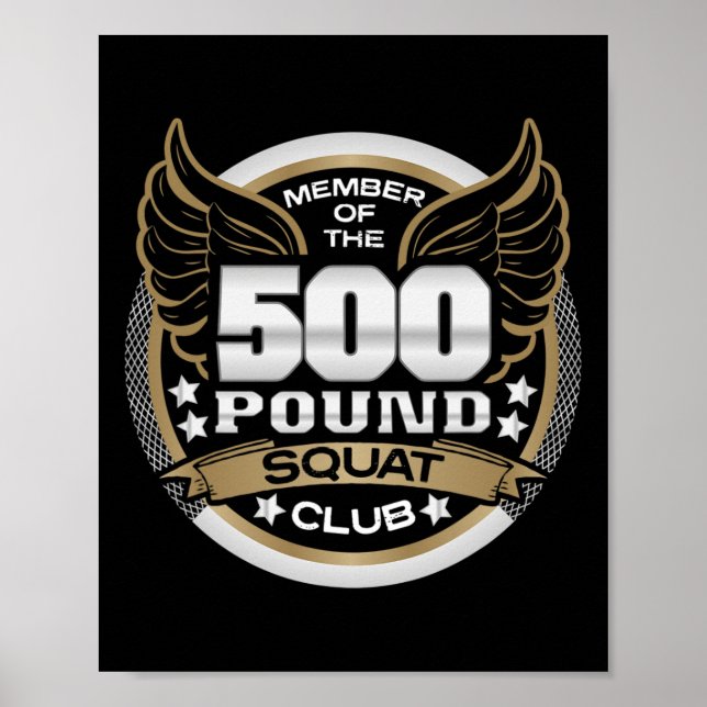 500 Pund Knäböj Klubb För Kraftlyftare Viktlyftare Poster (Framsidan)