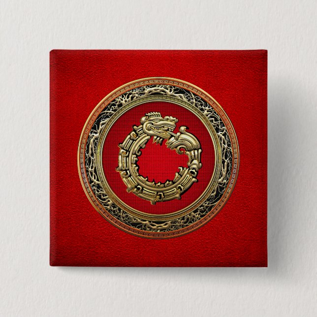 [500] Serpent Gud Quetzalcoatl [Guld] Knapp (Framsida)