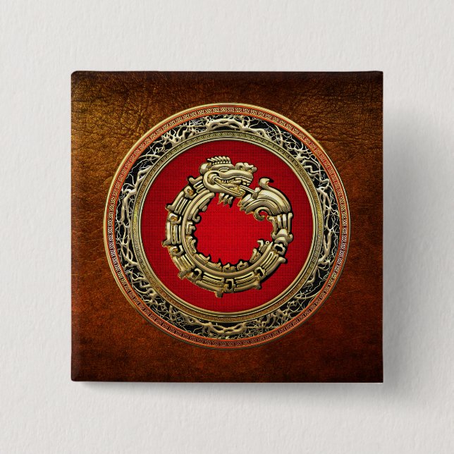 [500] Serpent Gud Quetzalcoatl [Guld] Knapp (Framsida)