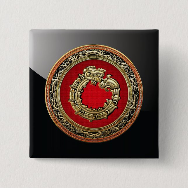 [500] Serpent Gud Quetzalcoatl [Guld] Knapp (Framsida)