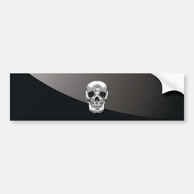 [500] Silver Human Skull Bildekal (Framsidan)