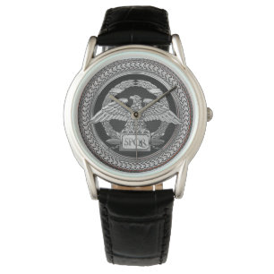[500] Silver Roman Imperial Eagle över Medallion Armbandsur