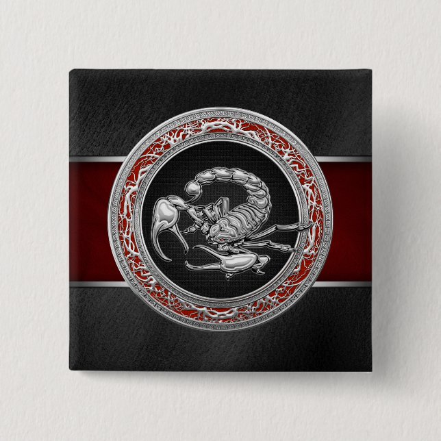 [500] Skorpion on Black i Silver Knapp (Framsida)