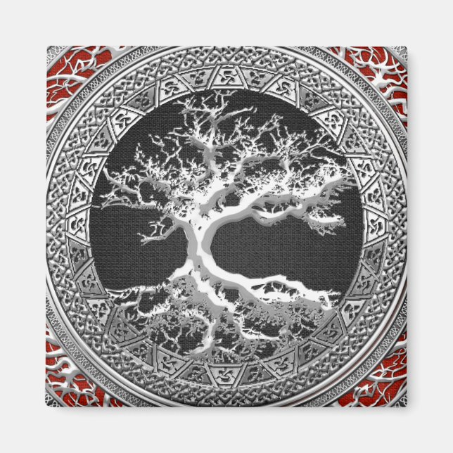 [500] Treasure Trove: Celtic Livets träd [Silver] Magnet (Framsidan)