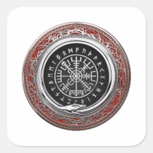 [500] Vegvisir - Viking Silver Magic Runic Compass Fyrkantigt Klistermärke