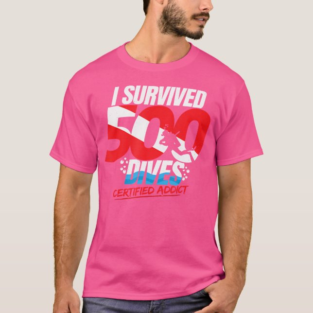 500th Dive Diver Down Flagga Funny Dyka T Shirt (Framsida)