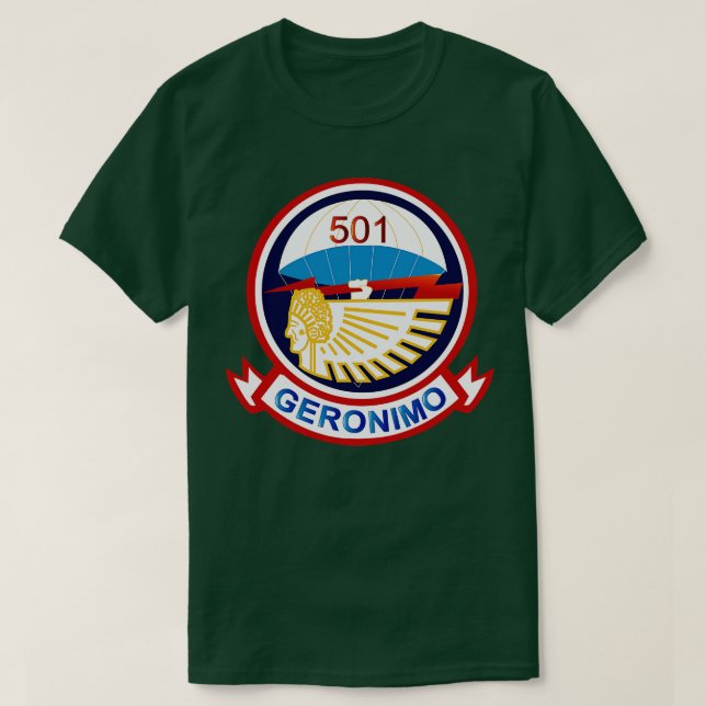 501 Fallskärm-infanteriregim med text T Shirt (Design framsida)
