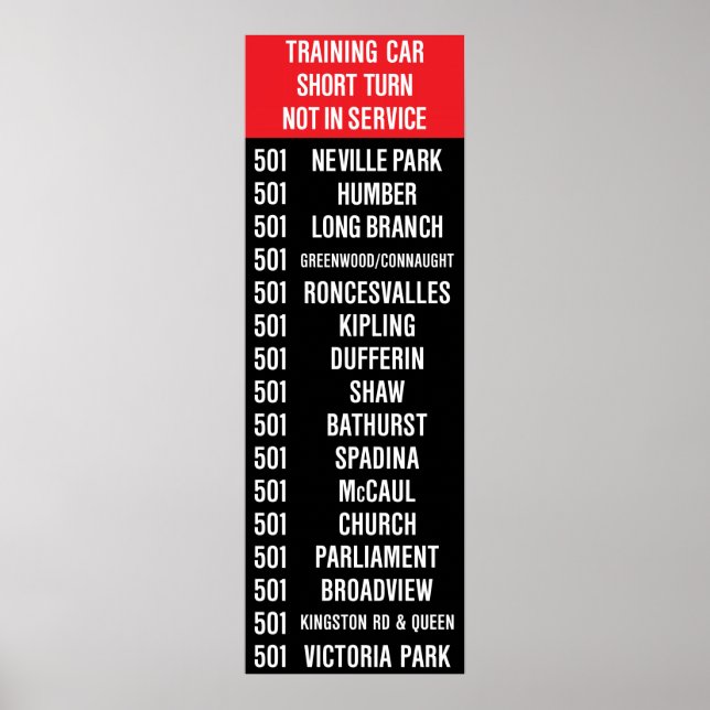 501 Queen Streetcar Rollsign Poster (Framsidan)