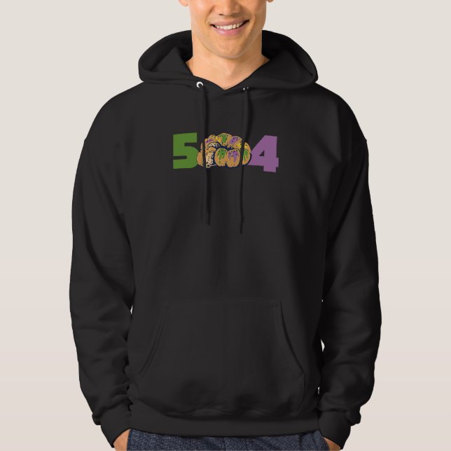 504 Mardi Gras King Cake New Orleans Parade Carniv Hoodie (Framsida)