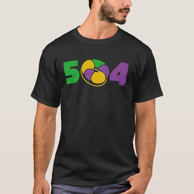 504 Mardi Gras King Cake New Orleans Parade Carniv T Shirt (Framsida)