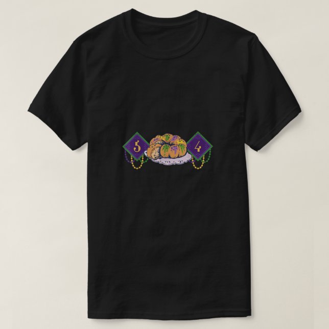 504 Mardi Gras Kung Cake New Orleans Parad Carniv T Shirt (Design framsida)