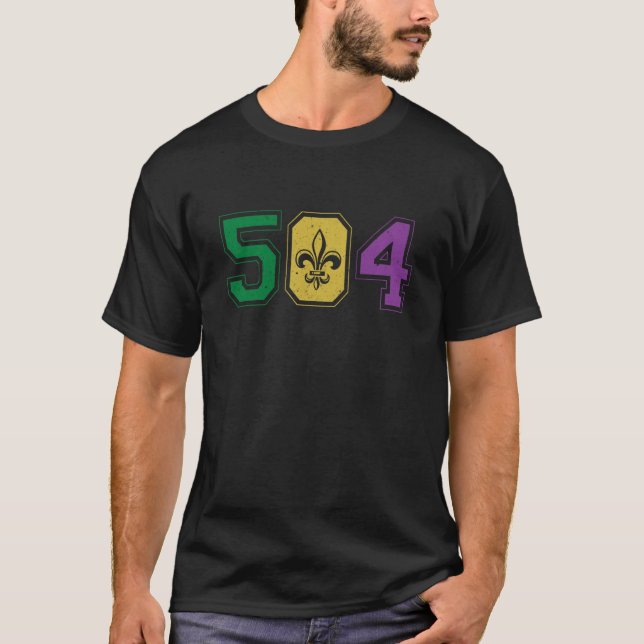504 Mardi Gras New Orleans Louisiana Area Code Gro T Shirt (Framsida)