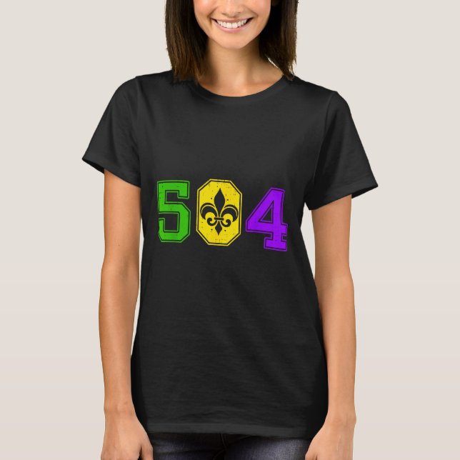504 Mardi Gras New Orleans Louisiana Carnival Men  T Shirt (Framsida)