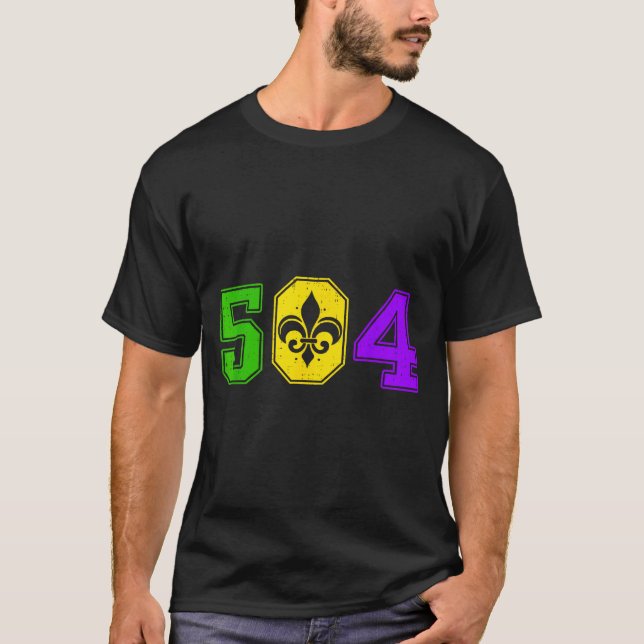 504 Mardi Gras New Orleans Louisiana Carnival Men  T Shirt (Framsida)