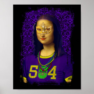 504 New Orleans Mardi Gras Mona Lisa Mashup Poster