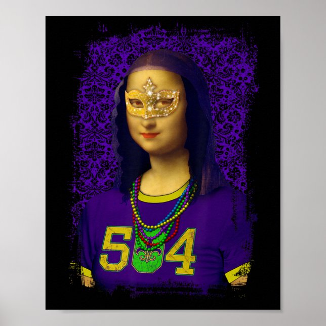 504 New Orleans Mardi Gras Mona Lisa Mashup Poster (Framsidan)