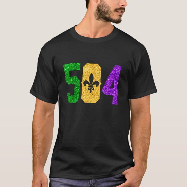 504 Nola New Orleans Mardi Gras Louisiana LA_1 T Shirt (Framsida)