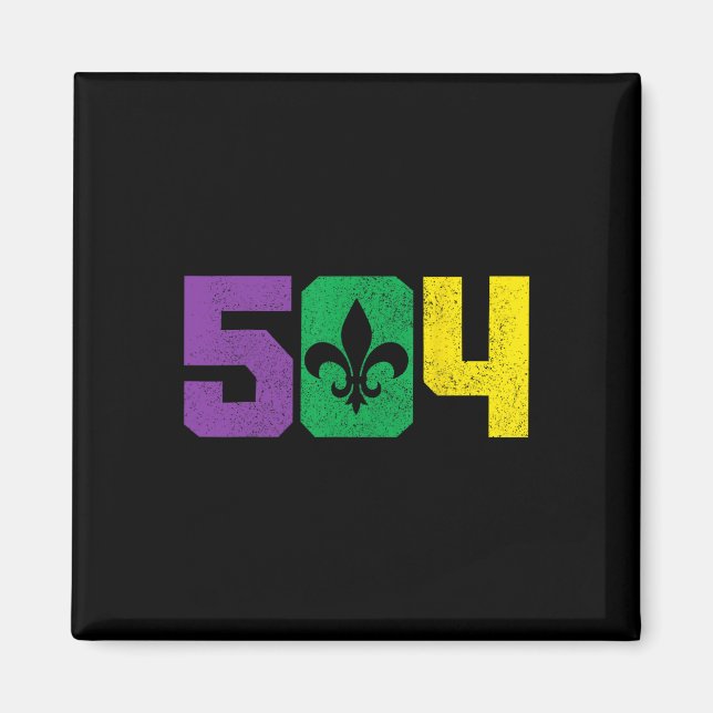 504 Områdeskod Pridet Nola New Orleans Louisiana M Magnet (Framsidan)