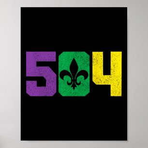 504 Områdeskod Pridet Nola New Orleans Louisiana M Poster