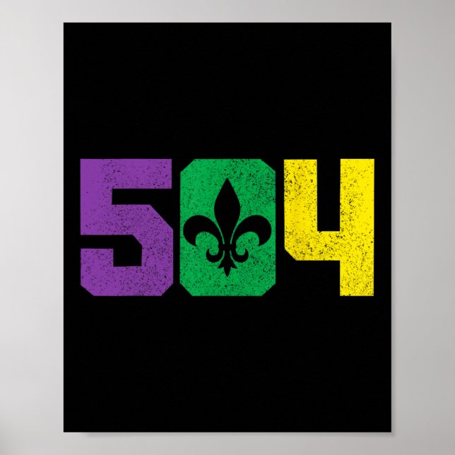 504 Områdeskod Pridet Nola New Orleans Louisiana M Poster (Framsidan)